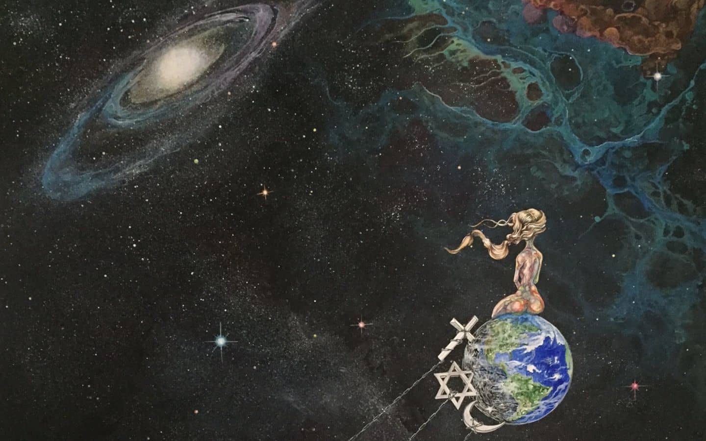 audacity sitting globe space galaxy stars
