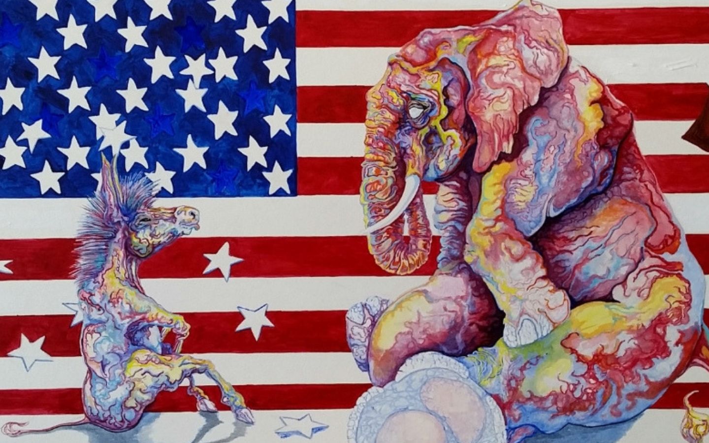 egocentric oblivion elephant donkey flag